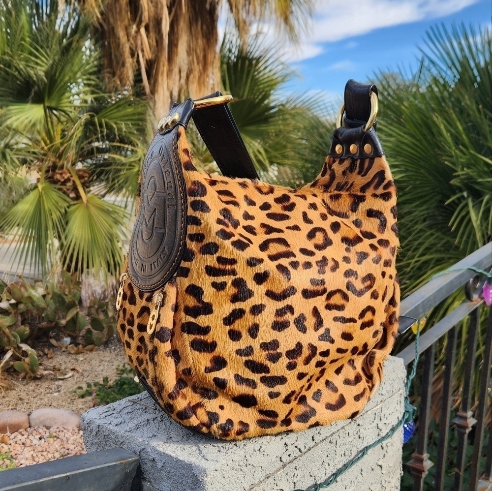 Vintage Marino Orlandi Italian Designer Cheetah‎ Haircalf  Crossbody Bag Purse - Picture 2 of 16